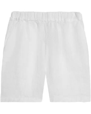 Brooks Brothers Elastic-Waist Linen Shorts - White