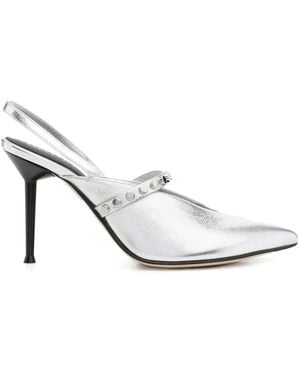 McQueen 90Mm Revel Slingback Studded Court Shoes - White