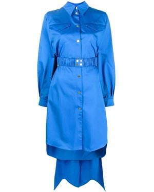AZ FACTORY Belted Utility Trapeze Dress - Blue