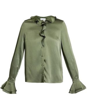 Erdem Cady Ruffled Long-Sleeve Shirt - Green
