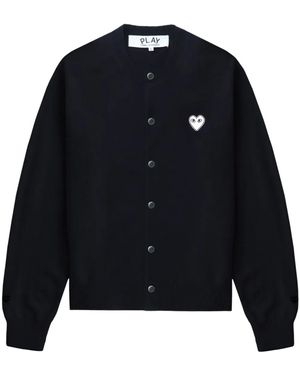 COMME DES GARÇONS PLAY Heart-Appliqué Cardigan - Blue