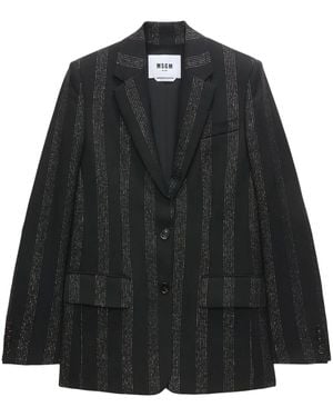 MSGM Striped Single-Breasted Blazer - Black