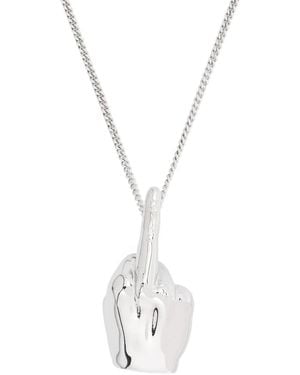 Silver Mini Fuck You Pendant Necklace by Y/Project on Sale