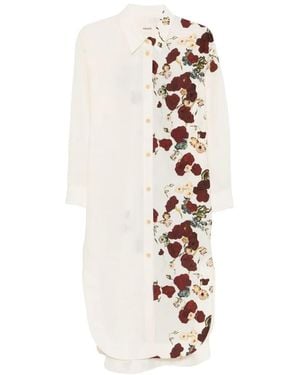 KHAITE Robe Chemise À Imprimé Fleuri Gloria - White