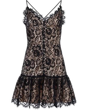 Mia Peculiar Lace Button Mini Dress - Black