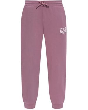 EA7 Logo-Embroidered Track Trousers - Purple