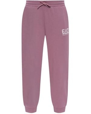 EA7 Logo-Print Track Trousers - Purple