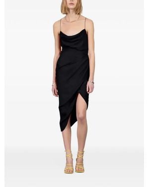GAUGE81 Shiroi Draped Silk Asymmetric Dress - Black