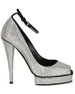 Tom Ford Sandali Con Plateau E Cristalli - Bianco