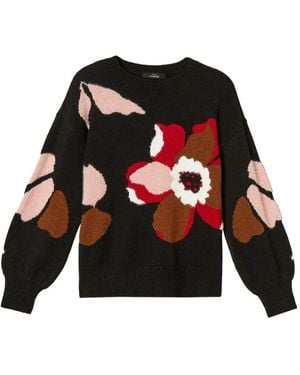 Twinset Pullover Mit Eingelegter Blume - Schwarz