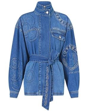 CAMILLA Alika High Neck Belted Denim Jacket - Blue