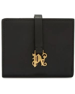 Palm Angels Monogram-Appliqué Leather Wallet - Black