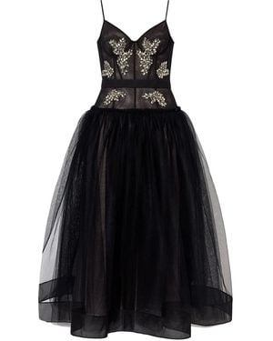 Erdem Embellished Tulle Dress - Black