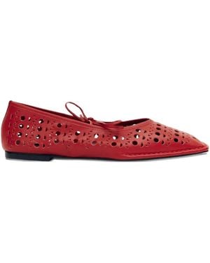Alohas Sway Slit Leather Ballet Flats - Red