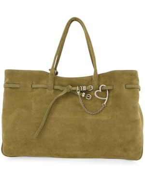 Marge Sherwood Grandma Used Xl Suede Tote Bag - Green