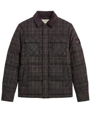 Calvin Klein Check-Pattern Padded Jacket - Black