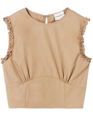 Claudie Pierlot Ruffled Crop Top - Natural
