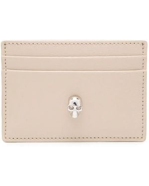 McQueen Saffiano Lederschädel Kartenhalter - Natur