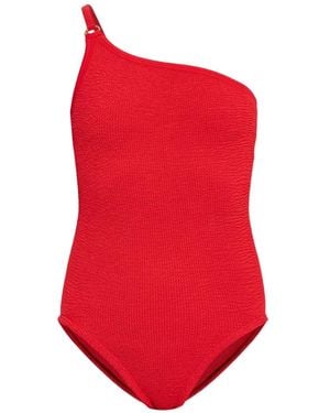 Hunza G Clara Crinkle-Effect Swimsuit - Red