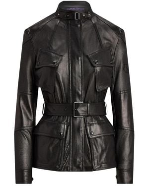 Ralph Lauren Lederjacke mit Gürteltaschen - Schwarz