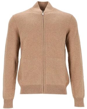 Bompard Cardigan Zippé En Cachemire - Natural