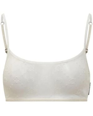 Marine Serre Recycled Mesh Flock Bralette - Grey
