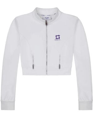 TEAM WANG design Logo-Print Cropped Track Jacket - White