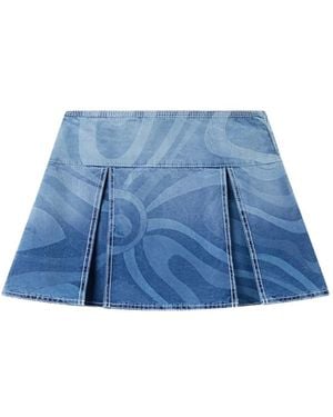 PUCCI Marmo Print Denim Skirt - Blue