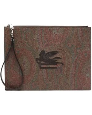 Etro ペイズリー クラッチバッグ - ブラウン