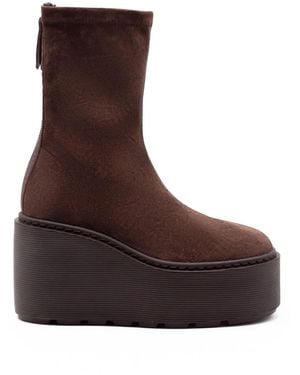 Vic Matié F20 Zeppa Wedge Suede Ankle Boots - Brown