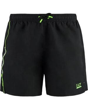 EA7 Badeshorts Mit Logo-Print - Schwarz