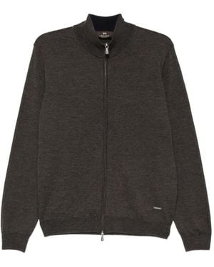 Enrico Mandelli Cardigan Zippé À Col Montant - Black