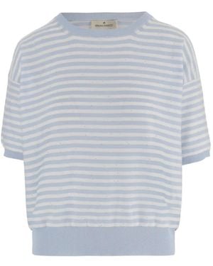 Bruno Manetti Striped-Pattern Crew-Neck Jumper - Grey