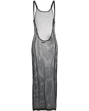 Heron Preston Open-Knit Dress - Gray