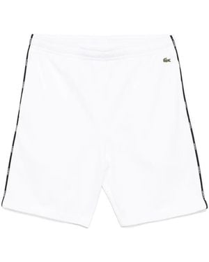Lacoste Logo Trim Cotton Fleece Shorts - White