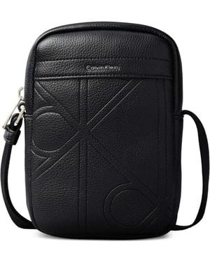 Calvin Klein Logo-Embossed Shoulder Bag - Black
