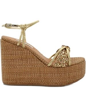 Casadei ウーブン ウェッジサンダル - ブラウン