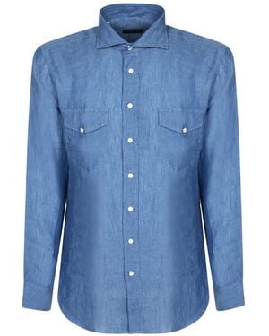 Dell'Oglio Western-Style Button-Down Shirt - Blue