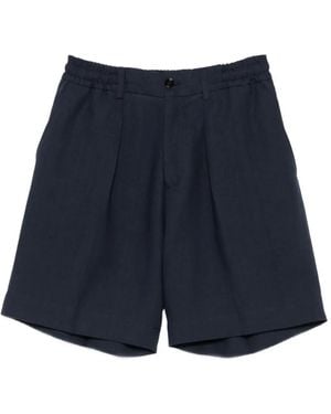 BE ABLE Pleated Elasticated-Waist Shorts - Blue