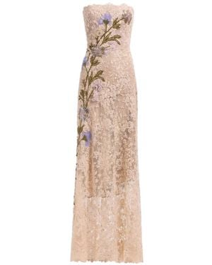 Elie Saab Bead-Embroidered Lace Maxi Dress - White
