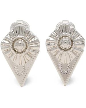 Toga Embossed-Detail Drop Earrings - White