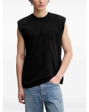 Bluemarble Embroidered Shoulder-Detail Vest - Black