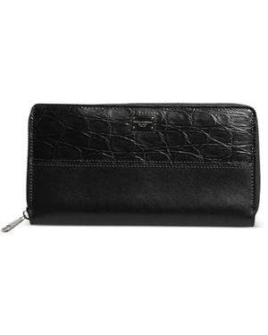 Dolce & Gabbana Croc-Effect Logo-Plaque Wallet - Black