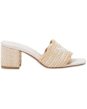 Twinset Logo-Embroidered Mules - Natural
