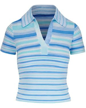 Jonathan Simkhai Paxton Striped Knit T-Shirt - Blue