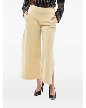 Stella McCartney High-Waisted Side-Slit Palazzo Pants - Natural