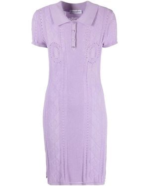 Marine Serre Pointelle-Knit Tennis Dress - Purple