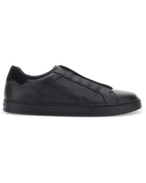 Doucal's Spencer Grainy-Leather Sneakers - Blue