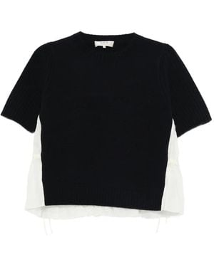 Sea Top corto con detalle de volantes - Negro