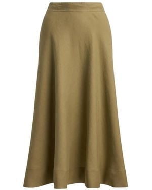 Ralph Lauren Linen A-Line Midi Skirt - Green